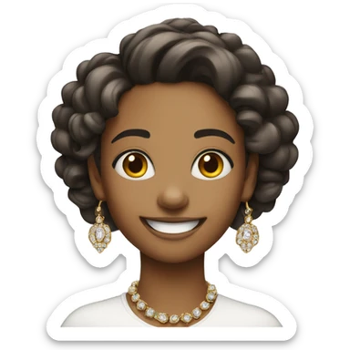 smiling girl with jewelry sticker