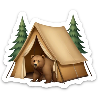 a tent being stalked by a grizzly bear sticker