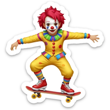 skater clown skating yellow sticker