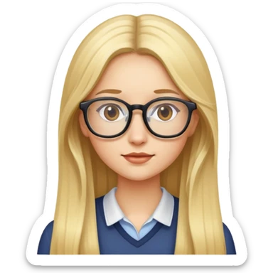 girl with long blond hair and glasses sticker