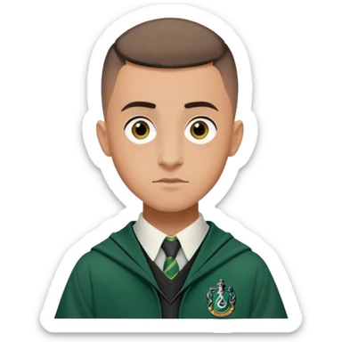 louis cordice is Blaise Zabini in harry potter, wear hogwarts slytherin uniform, Buzz Cut hair sticker