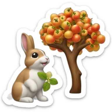 Fretchen und Hase zusammen unter einen kirschbaum sticker