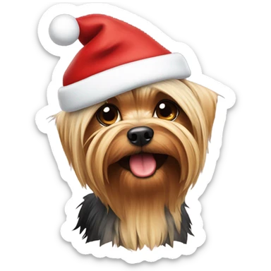 Yorkie wearing Santa hat sticker