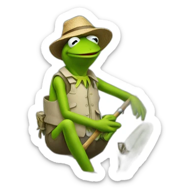 fishing kermit sticker