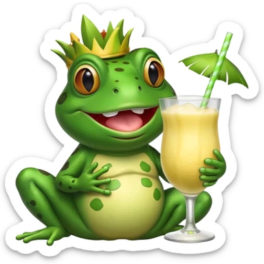 bufo frog green cartoon meme drinking a pina colada sticker