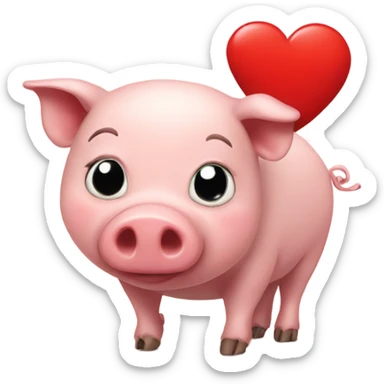 Pig with red heart sticker