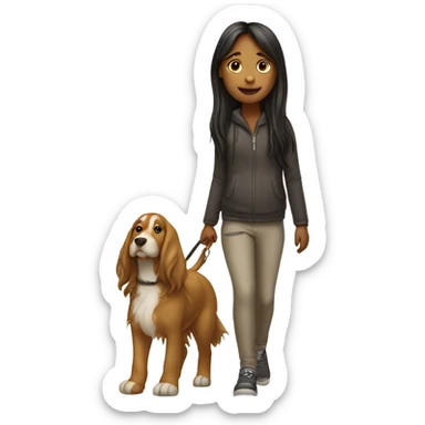 Girl with long hair walking big dog sticker