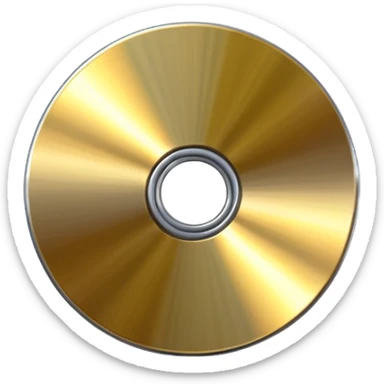 metallic disc emoji, brushed chrome surface, clean geometry, futuristic minimal 3D style, isolated on white sticker