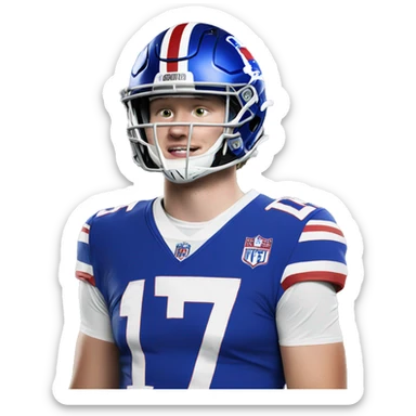 josh allen wearing a number 17 jersey  sticker
