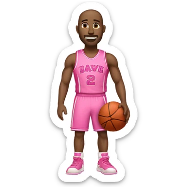 "An emoji of a white-skinned man wearing a pink basketball jersey and holding a pink basketball." sticker