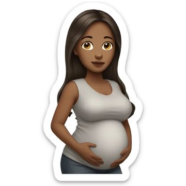 pregnant brunette light skin sticker