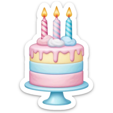 Realistic cotton candy birthday cake sticker