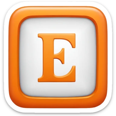 make me an emoji of a orange square with a white E in the center large E must have times new roman font sticker