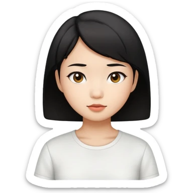 Asian pretty girl with black color short hair sticker