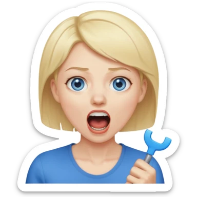 woman screaming with short blonde hair sticker