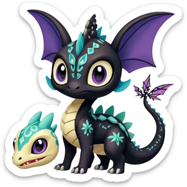 Meloetta-Amaura-Spyro-Toothless-Stitch-Pokémon-Fakémon-creature-hybrid sticker