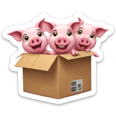 Excited Pigs receiving a package  sticker