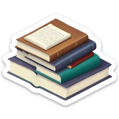 isometric pile of some thick book containing knowledge sticker
