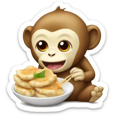 monkey eating a gyoza sticker