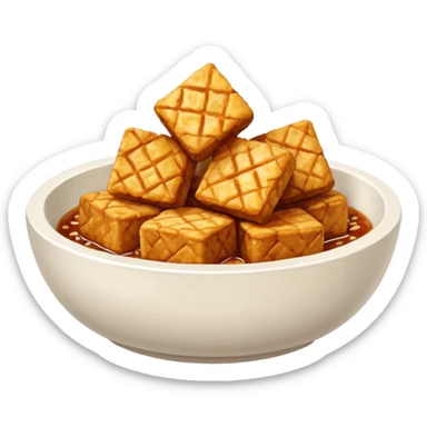 tofu tempe fried snacks fritters in a white bowl white sambal sticker