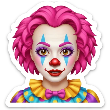 Woman in embarrassing clown makeup sticker