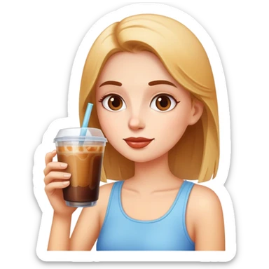 Girl drink ice coffee  sticker