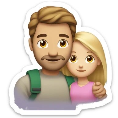 A brown haired father hugging his blonde daughter sticker