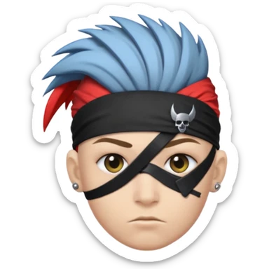 extreme mohawk person face headband eye patch sticker