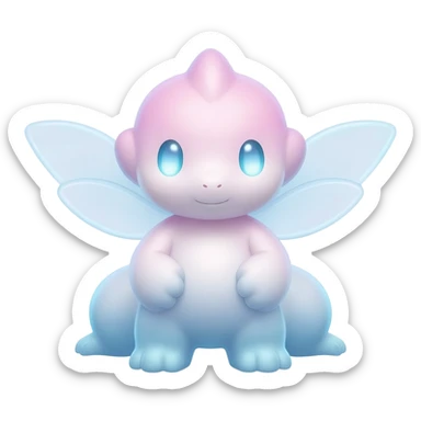 Cute cool kawaii pink-white-blue-gradient fakemon-digimon-Trico-creature sticker