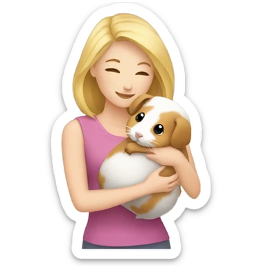 Blonde Woman hugging a guineapig sticker