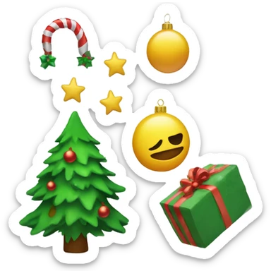 use the christmas tree emoji 🎄 as reference for a new emoji where the tree has died and christmas decorations are falling off sticker