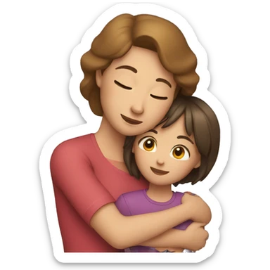 The woman hugs the girl sticker