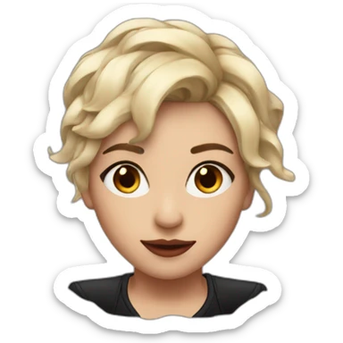 Billie eillish with her hair coloured in black and red  sticker