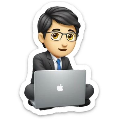 Handsome-finance-korean boy-working-with-windows laptop sticker