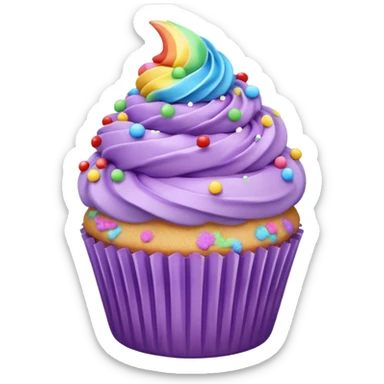 purple pastel cupcake with rainbow  sticker