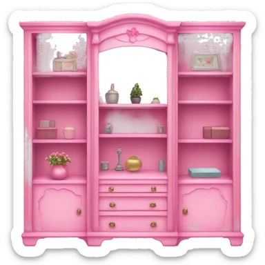 Pink decorated furniture shelves  sticker