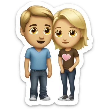 Blond girl with brown hair guy kiss sticker