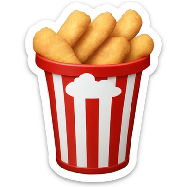 a bucket red and white like popcorn bucket, with chicken nuggets inside sticker