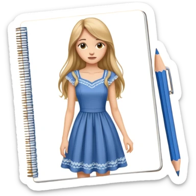 fashion skecth on sketch book, with pencil sticker