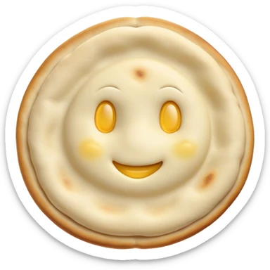 Cinematic Realistic Naan Bread Dish Emoji, showcasing soft, fluffy naan brushed with butter rendered with lifelike detail and inviting, warm lighting. sticker