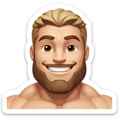 Cinematic Realistic Hercules Portrait, head tilted playfully and inquisitively, showcasing his formidable build softened by a warm, inviting smile. His eyes sparkle with a sense of mirth and determination, while his detailed attire and natural highlights capture the essence of a mighty hero with a friendly spirit. sticker