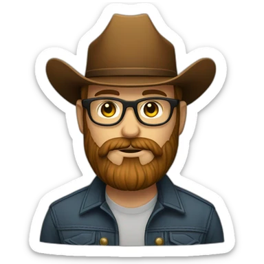 Bearded guy with glasses and cowboy hat sherrif sticker