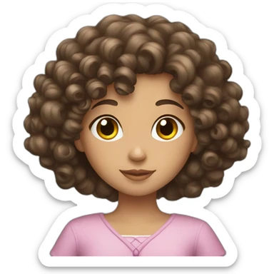 Curly hair Brunette princess with book sticker