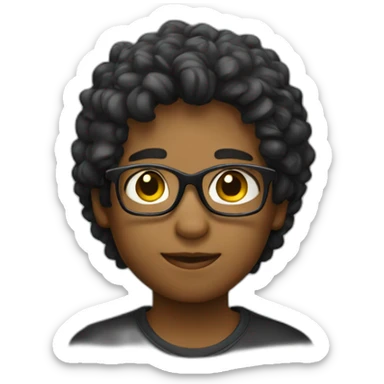 un niño con gafas con el pelo negro sticker