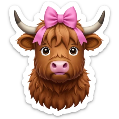 Highland cow with pink bow  sticker