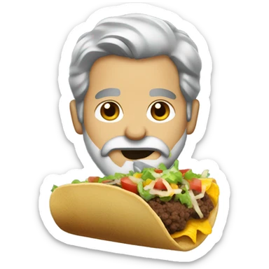 man-black-grey-hair-beard eating a taco sticker