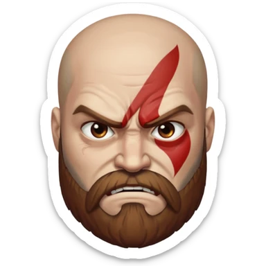 God of War Kratos (skin white, beard and eyebrow color brown) sticker