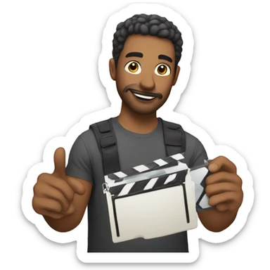 man holding a movie film cutte sticker