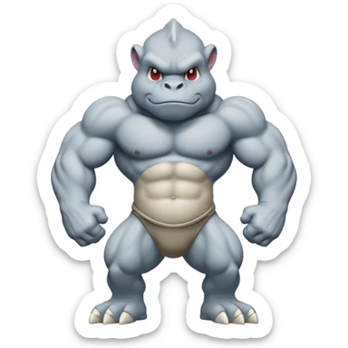 Machop standing confidently with arms crossed, inspired by the reference image sticker
