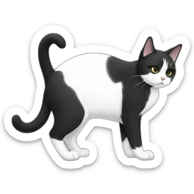 black and white cat bowing like a human sticker